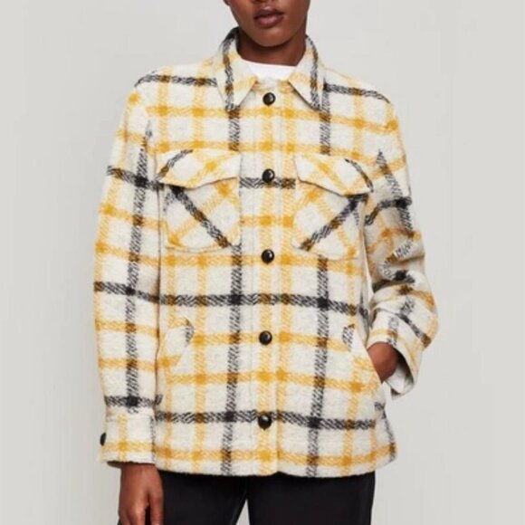 Isabel Marant Gast Shirt Jacket in Yellow Plaid 38 6 - Picture 2 of 12